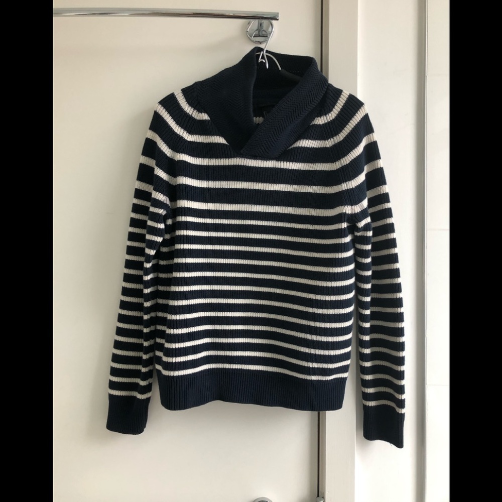 HM sz Lg striped cowl neck cotton sweater